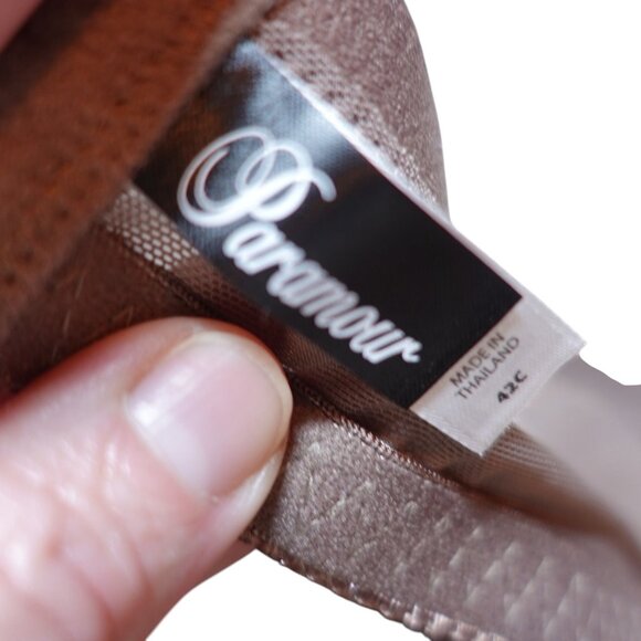 NWOT Paramour by Felina Peridot Unlined Lace Bra Sz 42C Taupe Underwired Lace - Picture 7 of 8